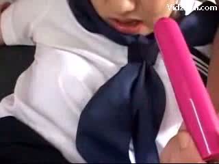 Young Girl In Uniform Having Orgasm While Having Remote Controlled Vibrator In Her Pussy