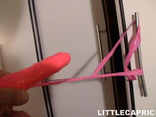 Enjoyable Teen Caprice Acquires Her Body Fastened Around Sticky Stripe And Chuf Banged Together With Big Sex Toy