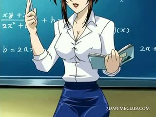 Anime School Teacher In Short Skirt Shows Pussy