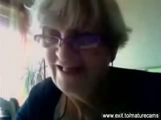 55 years old granny shows her big tits on cam Video