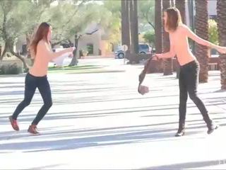 Twins I Hot girls playing porn in public