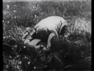 Black and white film man and woman in a field