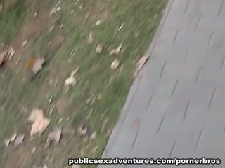 Public Sex Adventures: Naugthy babe fucks hard dick in the park