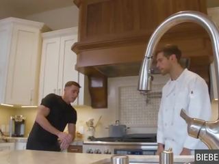 Gay sex in the kitchen