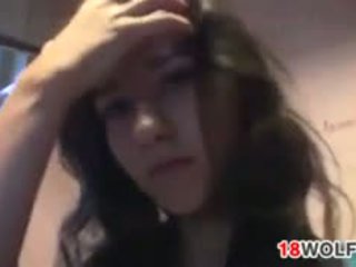 brunette, webcam, solo, fingret