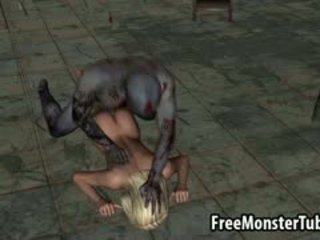 3D Cartoon Blonde Babe Getting Fucked Hard By A Zombie