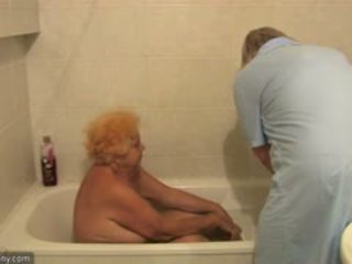 granny, old+young, shower