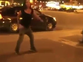 Drunk Girl Strips In The Street