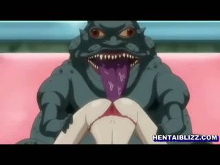Hentai girl gets electric shocks and fucked by monster frog