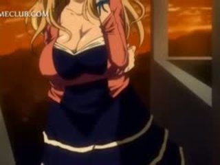 Blondýna nadržané anime hottie teasing vták s a fajčenie