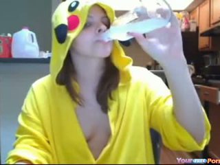 Teen In Pokemon Pikachu Outfit Masturbates Video